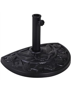 Outsunny 9kg Resin Parasol Base, Half Round Umbrella Stand with Floral Design for Garden, Outdoor, Suitable Umbrella Rod: Φ3.8cm
