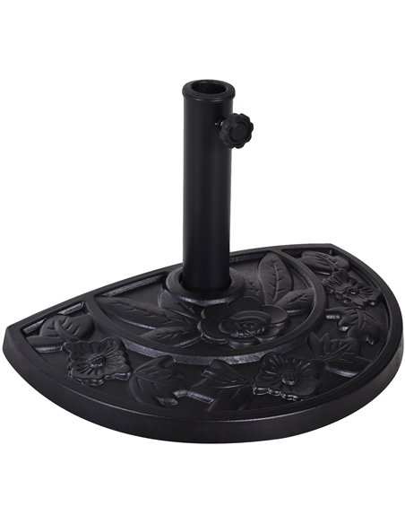Outsunny 9kg Resin Parasol Base, Half Round Umbrella Stand with Floral Design for Garden, Outdoor, Suitable Umbrella Rod: Φ3.8cm - pic 177567 | FastDaddyshop