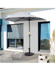 Outsunny 9kg Resin Parasol Base, Half Round Umbrella Stand with Floral Design for Garden, Outdoor, Suitable Umbrella Rod: Φ3.8cm 2