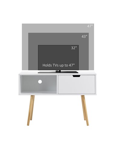 Homcom 900mm Boxy TV Stand with Storage, White