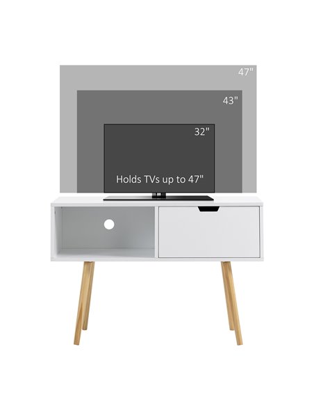 Homcom 900mm Boxy TV Stand with Storage, White - pic 17757 | FastDaddyshop
