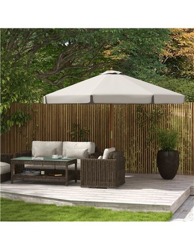 Outsunny 3.3m Elegant Wooden Parasol - Grey