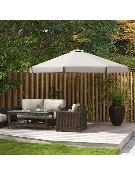 Outsunny 3.3m Elegant Wooden Parasol - Grey - pic 177577 | FastDaddyshop