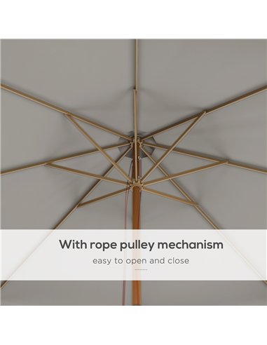 Outsunny 3.3m Elegant Wooden Parasol - Grey