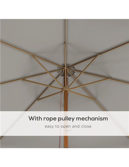 Outsunny 3.3m Elegant Wooden Parasol - Grey - pic 177580 | FastDaddyshop
