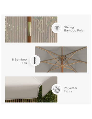 Outsunny 3.3m Elegant Wooden Parasol - Grey