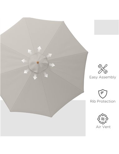 Outsunny 3.3m Elegant Wooden Parasol - Grey