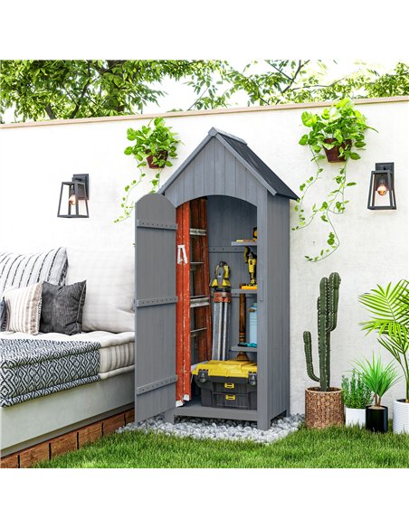 Outsunny Wooden Garden Storage Shed with 3 Shelves, Outdoor Tool Storage Cabinet with Tilt Roof and Lockable Door, 77.5 x 54.2 x - pic 177586 | FastDaddyshop