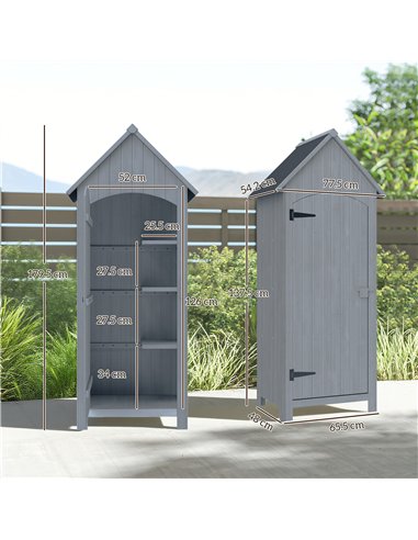 Outsunny Wooden Garden Storage Shed with 3 Shelves, Outdoor Tool Storage Cabinet with Tilt Roof and Lockable Door, 77.5 x 54.2 x