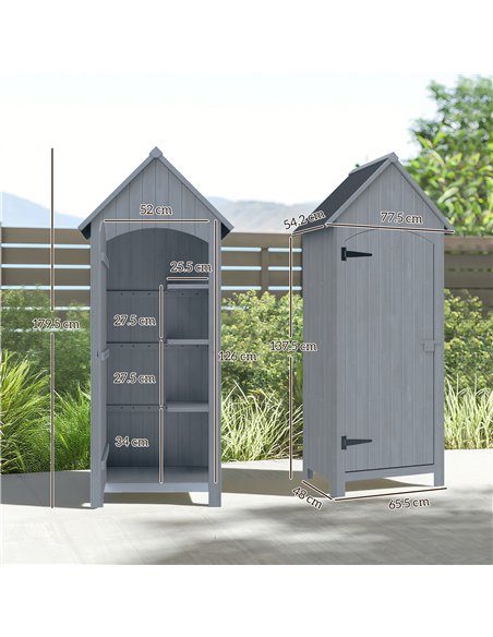 Outsunny Wooden Garden Storage Shed with 3 Shelves, Outdoor Tool Storage Cabinet with Tilt Roof and Lockable Door, 77.5 x 54.2 x - pic 177587 | FastDaddyshop
