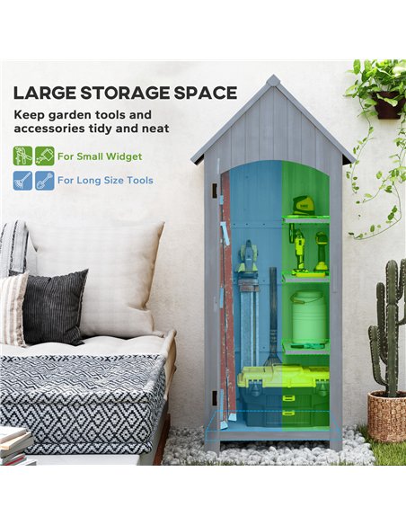 Outsunny Wooden Garden Storage Shed with 3 Shelves, Outdoor Tool Storage Cabinet with Tilt Roof and Lockable Door, 77.5 x 54.2 x - pic 177589 | FastDaddyshop