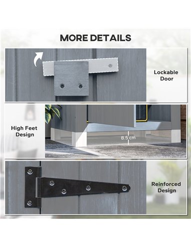Outsunny Wooden Garden Storage Shed with 3 Shelves, Outdoor Tool Storage Cabinet with Tilt Roof and Lockable Door, 77.5 x 54.2 x