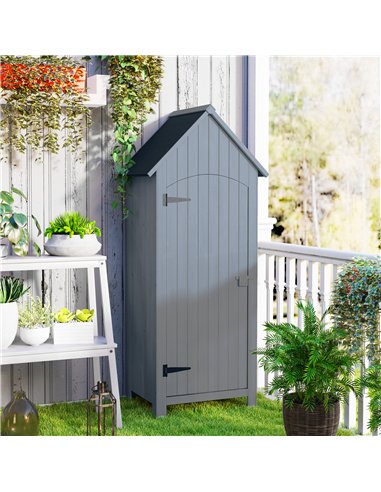 Outsunny Wooden Garden Storage Shed with 3 Shelves, Outdoor Tool Storage Cabinet with Tilt Roof and Lockable Door, 77.5 x 54.2 x