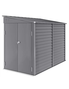 Outsunny 5 x 9ft Galvanised Metal Garden Shed with Foundation Kit, Outdoor Lean-to Shed, Tool Storage House with Lockable Doors,