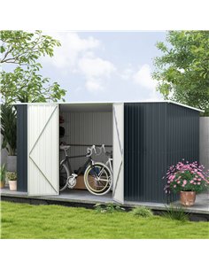 Outsunny 11 x 5.6ft Galvanised Steel Garden Shed, Metal Shed, Garden Storage Shed with Lockable Doors and Gloves for Outdoor Pat 2