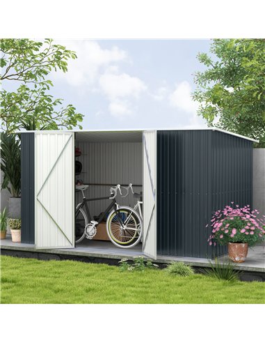 Outsunny 11 x 5.6ft Galvanised Steel Garden Shed, Metal Shed, Garden Storage Shed with Lockable Doors and Gloves for Outdoor Pat