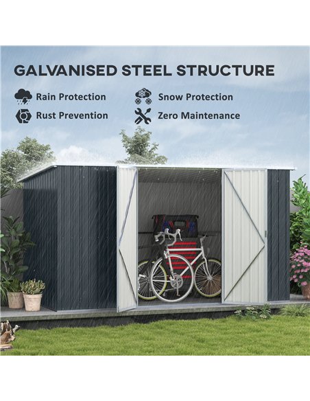 Outsunny 11 x 5.6ft Galvanised Steel Garden Shed, Metal Shed, Garden Storage Shed with Lockable Doors and Gloves for Outdoor Pat - pic 177606 | FastDaddyshop