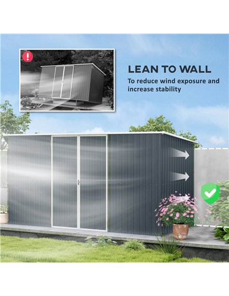 Outsunny 11 x 5.6ft Galvanised Steel Garden Shed, Metal Shed, Garden Storage Shed with Lockable Doors and Gloves for Outdoor Pat - pic 177607 | FastDaddyshop