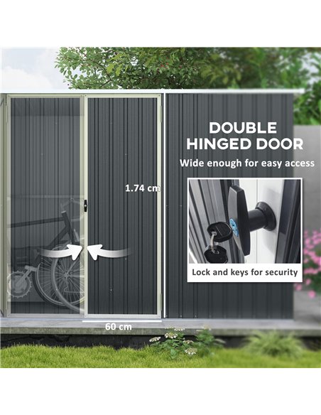 Outsunny 11 x 5.6ft Galvanised Steel Garden Shed, Metal Shed, Garden Storage Shed with Lockable Doors and Gloves for Outdoor Pat - pic 177608 | FastDaddyshop