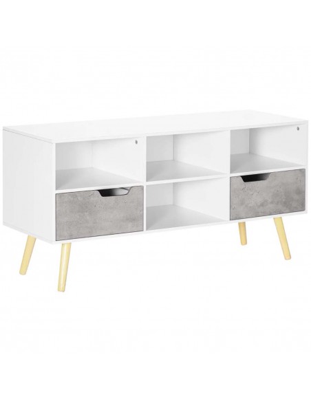 Homcom 1170mm Boxy Six-Compartment TV Cabinet, White & Grey - pic 17762 | FastDaddyshop