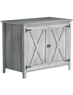 Outsunny Wooden Garden Shed, Outdoor Fir Wood Storage Shed with Shelf and Double Doors, Light Grey