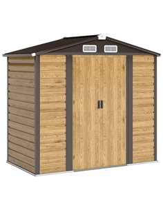 Outsunny 7 x 4ft Garden Shed, Easy to Assemble, Upgraded Galvanised Steel Frame with Foundation Kit, Double Doors with Lock, Out