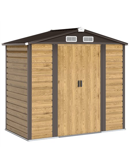 Outsunny 7 x 4ft Garden Shed, Easy to Assemble, Upgraded Galvanised Steel Frame with Foundation Kit, Double Doors with Lock, Out - pic 177630 | FastDaddyshop