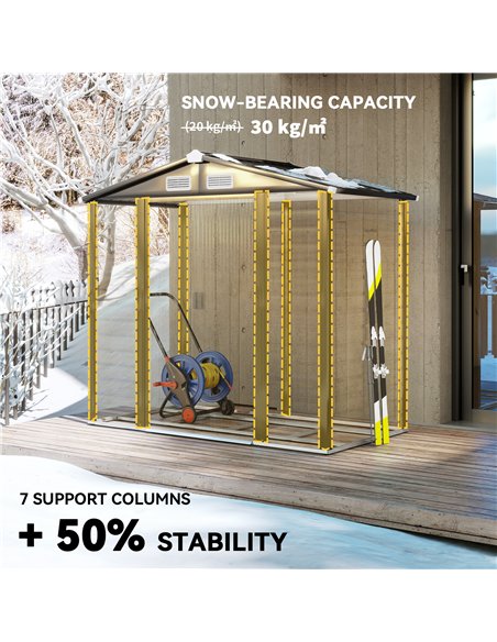 Outsunny 7 x 4ft Garden Shed, Easy to Assemble, Upgraded Galvanised Steel Frame with Foundation Kit, Double Doors with Lock, Out - pic 177634 | FastDaddyshop