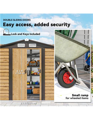 Outsunny 7 x 4ft Garden Shed, Easy to Assemble, Upgraded Galvanised Steel Frame with Foundation Kit, Double Doors with Lock, Out