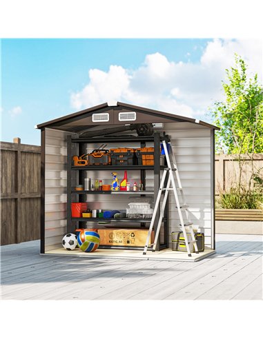 Outsunny 7 x 4ft Garden Shed, Easy to Assemble, Upgraded Galvanised Steel Frame with Foundation Kit, Double Doors with Lock, Out