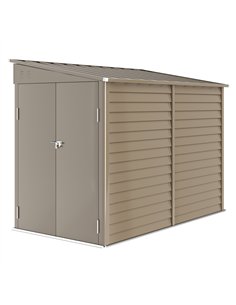 Outsunny 5 x 9ft Galvanised Metal Garden Shed with Foundation Kit, Outdoor Lean-to Shed, Tool Storage House with Lockable Doors,