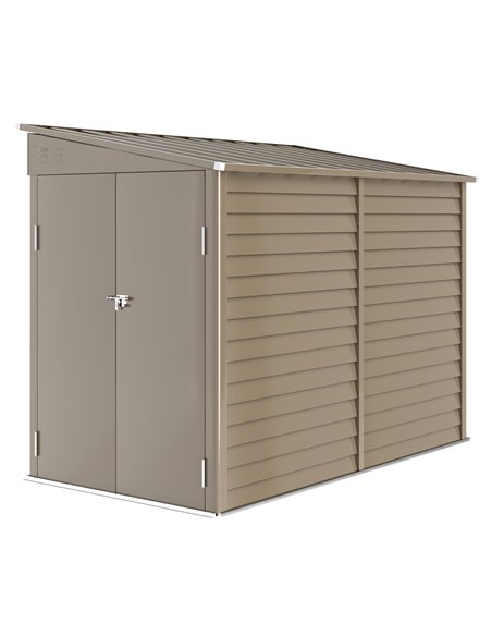 Outsunny 5 x 9ft Galvanised Metal Garden Shed with Foundation Kit, Outdoor Lean-to Shed, Tool Storage House with Lockable Doors, - pic 177639 | FastDaddyshop