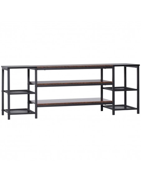 Homcom 1400mm Industrial-Style Open Shelf TV Stand, Brown & Black - pic 17764 | FastDaddyshop
