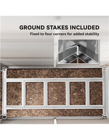 Outsunny 5 x 9ft Galvanised Metal Garden Shed with Foundation Kit, Outdoor Lean-to Shed, Tool Storage House with Lockable Doors,