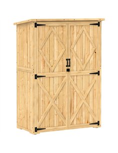 Outsunny Wooden Garden Storage Shed, Tool Storage Cabinet with Asphalt Roof and 2 Shelves for Garden Tools, Equipment, Outdoor T