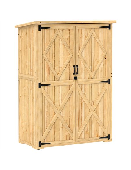 Outsunny Wooden Garden Storage Shed, Tool Storage Cabinet with Asphalt Roof and 2 Shelves for Garden Tools, Equipment, Outdoor T - pic 177648 | FastDaddyshop