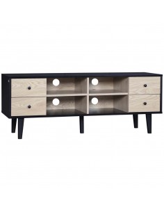 Homcom 1300mm Boxy TV Stand with Wood-Effect Drawers, Black & Grey