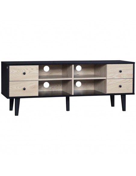 Homcom 1300mm Boxy TV Stand with Wood-Effect Drawers, Black & Grey - pic 17765 | FastDaddyshop
