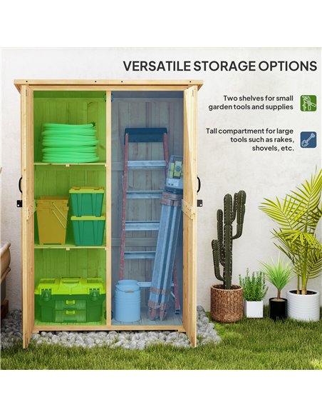 Outsunny Wooden Garden Storage Shed, Tool Storage Cabinet with Asphalt Roof and 2 Shelves for Garden Tools, Equipment, Outdoor T - pic 177651 | FastDaddyshop