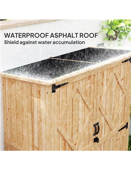 Outsunny Wooden Garden Storage Shed, Tool Storage Cabinet with Asphalt Roof and 2 Shelves for Garden Tools, Equipment, Outdoor T - pic 177652 | FastDaddyshop