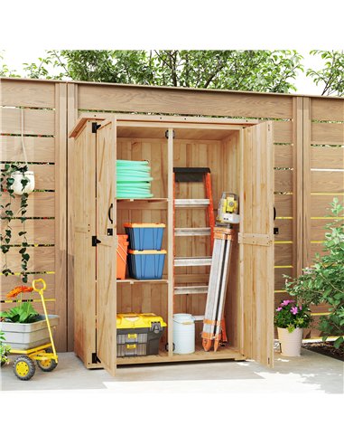 Outsunny Wooden Garden Storage Shed, Tool Storage Cabinet with Asphalt Roof and 2 Shelves for Garden Tools, Equipment, Outdoor T