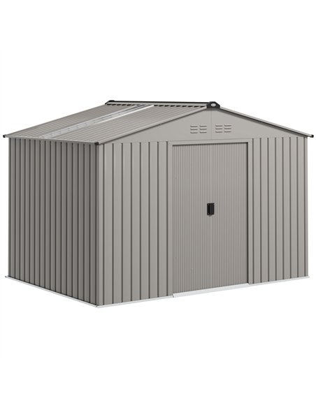 Outsunny Garden Storage Shed, Metal Outdoor Storage Shed House with Foundation Kit, Ventilation, Doors, 9 x 6FT, Grey - pic 177657 | FastDaddyshop