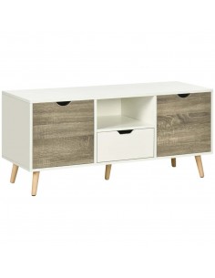 Homcom 1100mm TV Stand with Storage Cabinets and Drawer, Grey & White