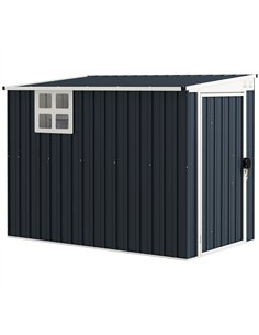 Outsunny 7.6 x 4ft Garden Metal Shed, Outdoor Storage Shed with Window, 2 Vents and Lockable Door for Garden, Patio, Dark Grey