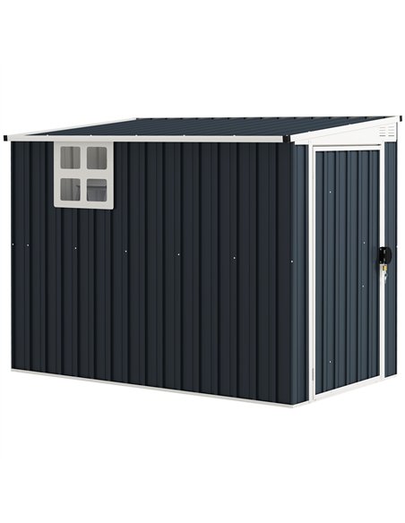 Outsunny 7.6 x 4ft Garden Metal Shed, Outdoor Storage Shed with Window, 2 Vents and Lockable Door for Garden, Patio, Dark Grey - pic 177666 | FastDaddyshop