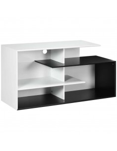 Homcom 1200mm TV Stand with Open Storage Shelves, Black and White