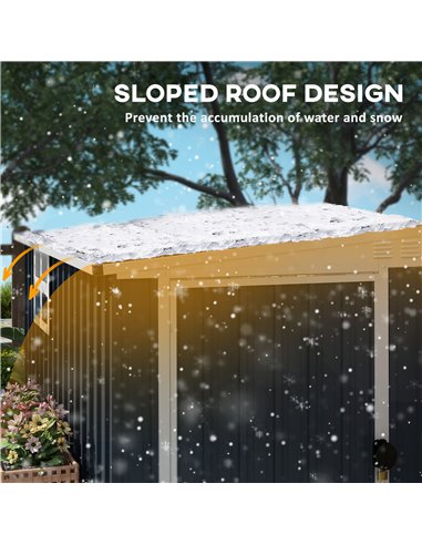 Outsunny 7.6 x 4ft Garden Metal Shed, Outdoor Storage Shed with Window, 2 Vents and Lockable Door for Garden, Patio, Dark Grey