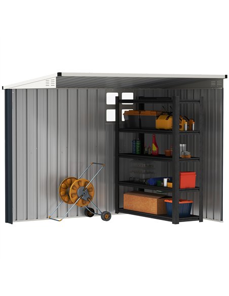 Outsunny 7.6 x 4ft Garden Metal Shed, Outdoor Storage Shed with Window, 2 Vents and Lockable Door for Garden, Patio, Dark Grey - pic 177673 | FastDaddyshop