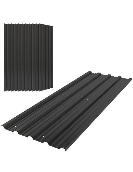 Outsunny Set of 12 Corrugated Steel Roof Sheet Panels - Black - pic 177684 | FastDaddyshop