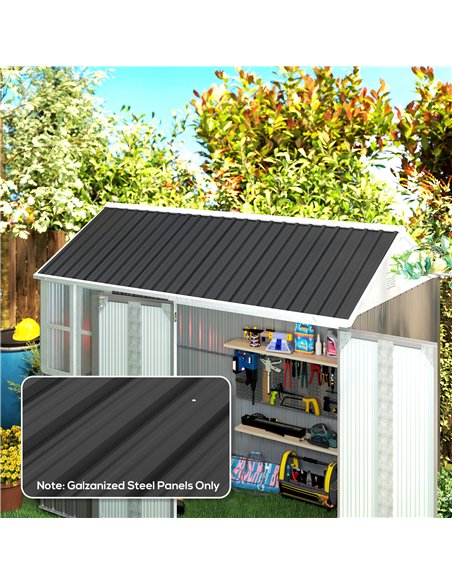 Outsunny Set of 12 Corrugated Steel Roof Sheet Panels - Black - pic 177685 | FastDaddyshop